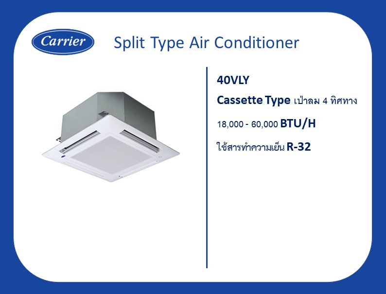 Cassette Type                เป่าลม 4 ทิศทาง            40VLY